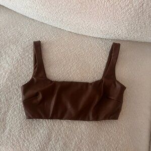 SKIMS Leather Brown Crop Top Size Large New